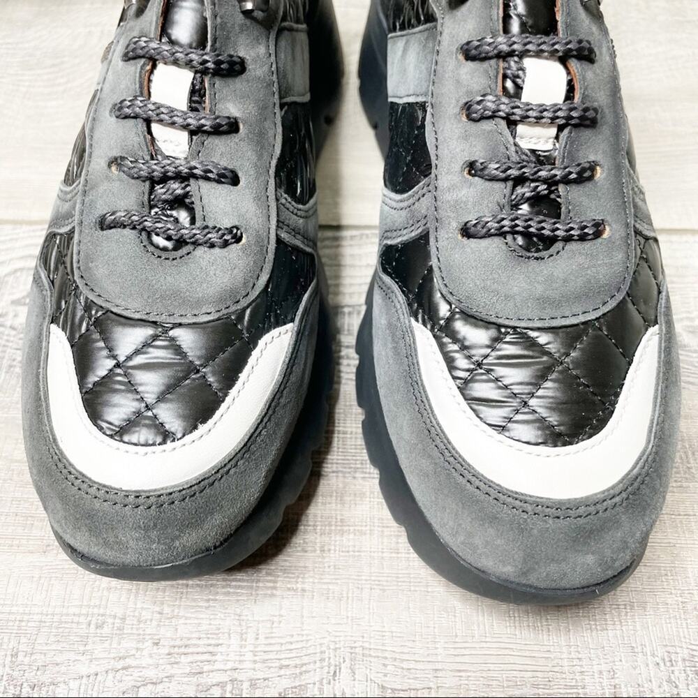 Hispanitas Rielle Suede Quilted Chunky Sneakers Black Size 38 - Picture 4 of 8